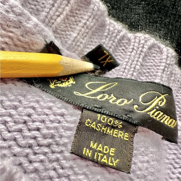 VINTAGE 1990s LORO PIANA THICK CASHMERE SWEATER CREWNECK LAVENDER PURPLE XL 54 - Picture 6 of 9